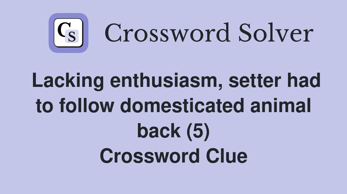 Lacking enthusiasm, setter had to follow domesticated animal back (5) Crossword Clue