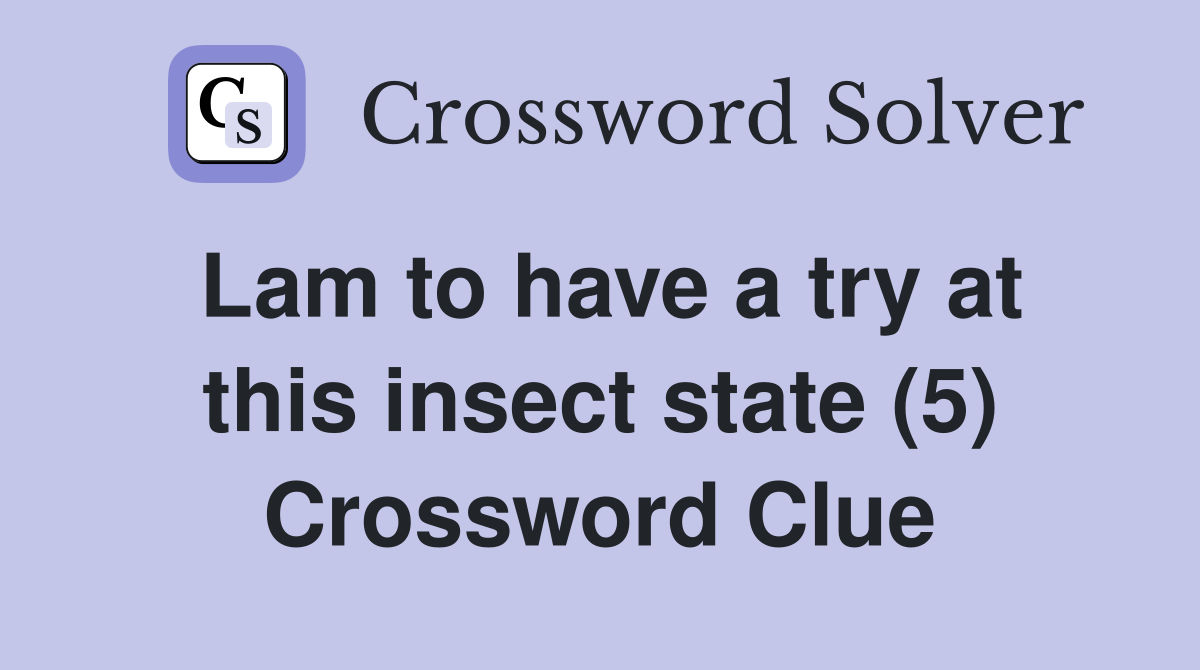 Lam to have a try at this insect state (5) Crossword Clue