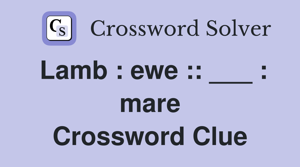 Lamb : ewe :: ___ : mare Crossword Clue