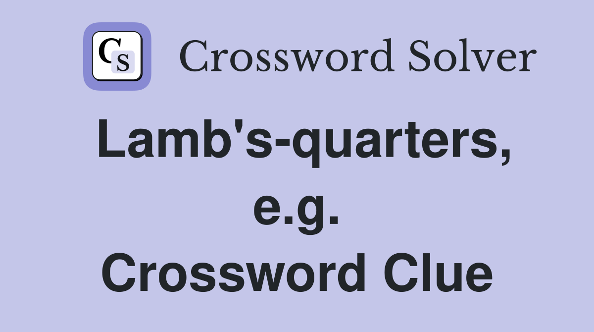 Lamb's-quarters, e.g. Crossword Clue