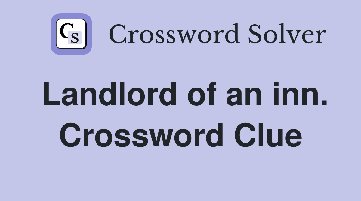 Landlord of an inn. Crossword Clue