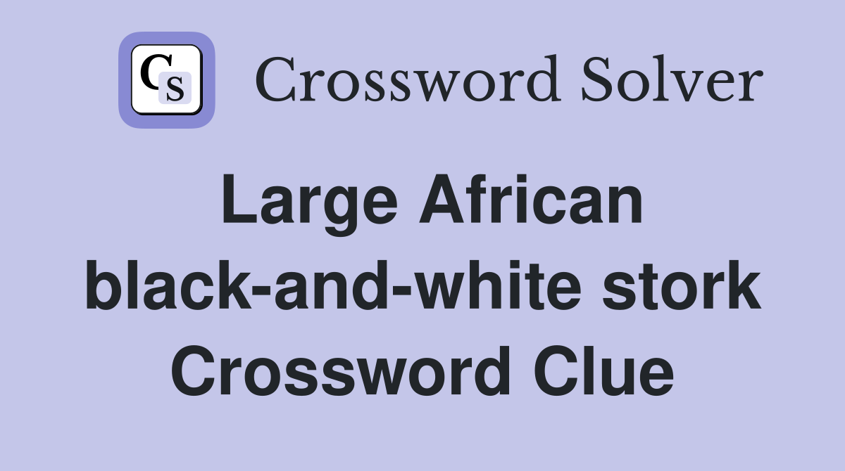 Large African black-and-white stork Crossword Clue