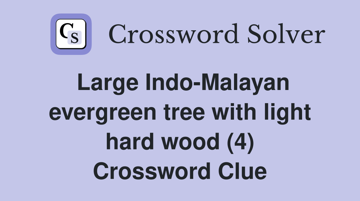 Large Indo-Malayan evergreen tree with light hard wood (4) Crossword Clue