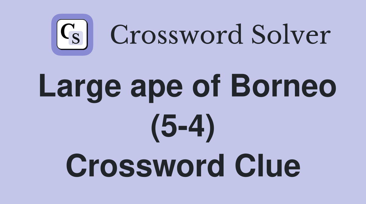 Large ape of Borneo (5-4) Crossword Clue