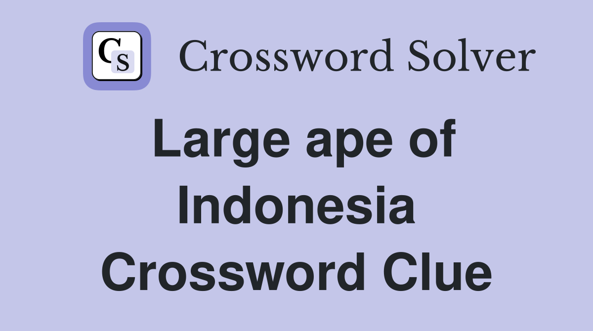 Large ape of Indonesia Crossword Clue
