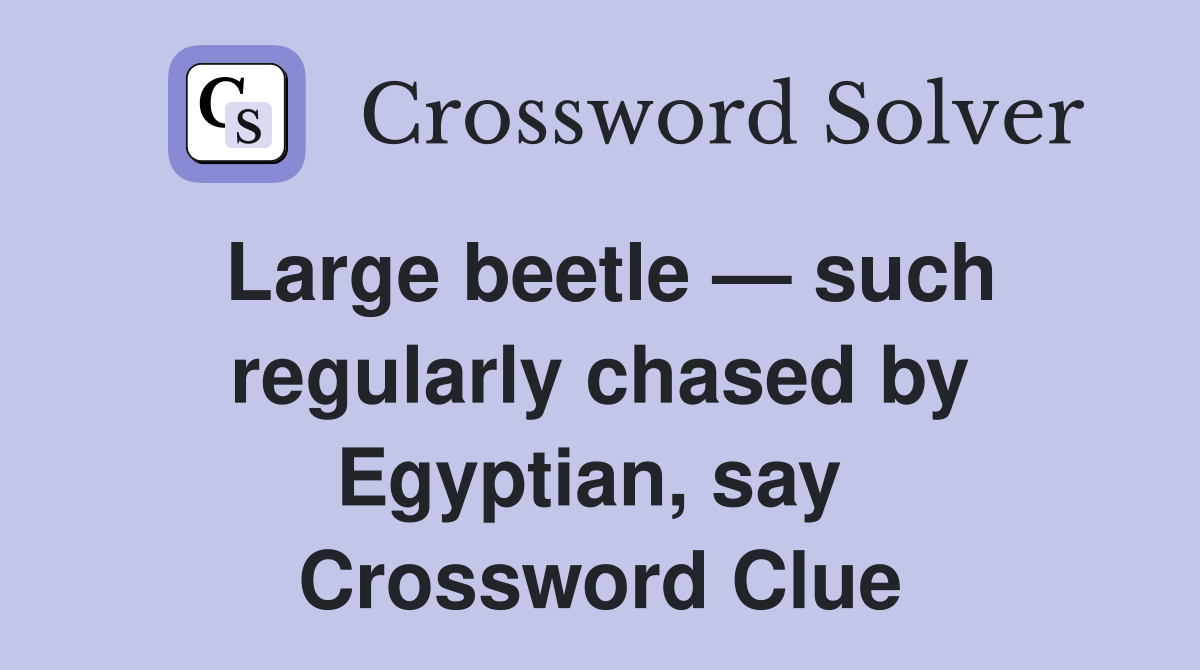 Large beetle — such regularly chased by Egyptian, say  Crossword Clue