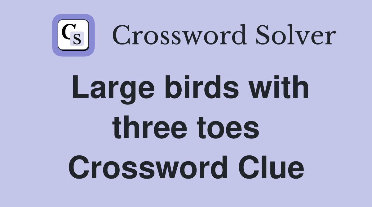 Large birds with three toes Crossword Clue
