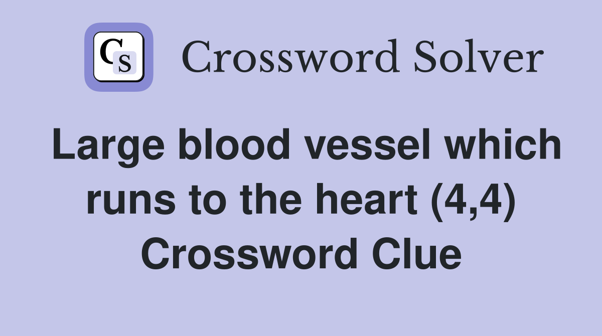 Large blood vessel which runs to the heart (4,4) Crossword Clue