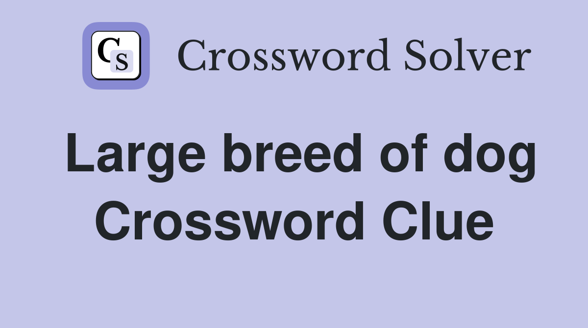 Large breed of dog Crossword Clue