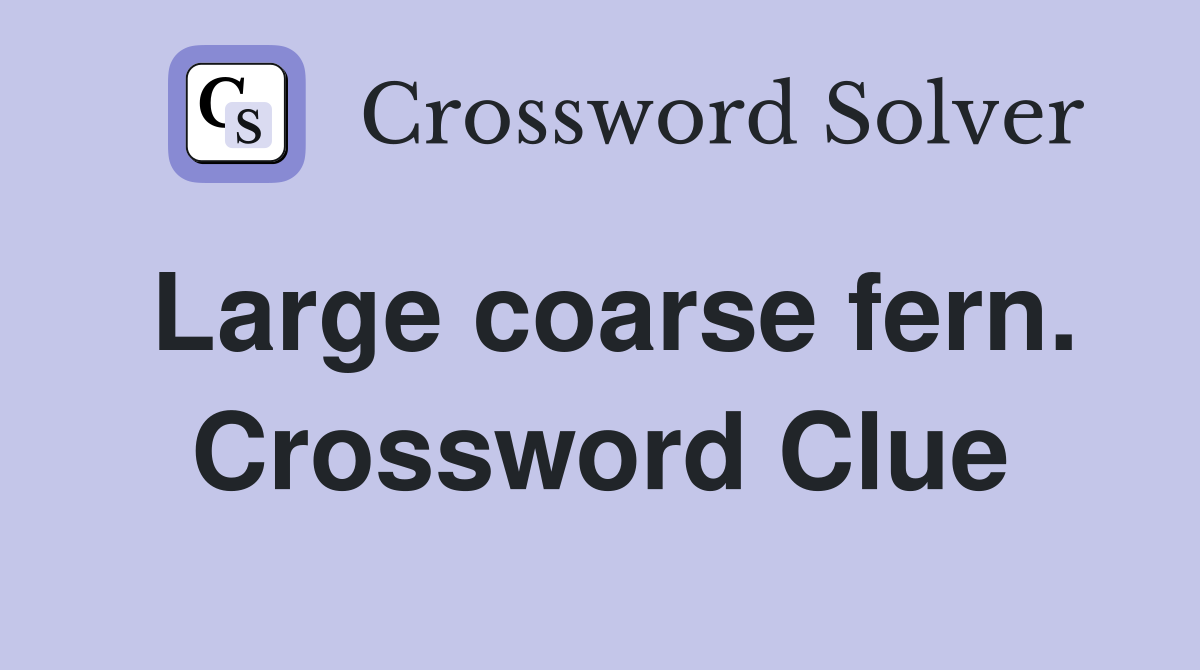 Large coarse fern. Crossword Clue