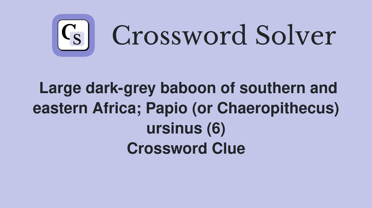Large dark-grey baboon of southern and eastern Africa; Papio (or Chaeropithecus) ursinus (6) Crossword Clue