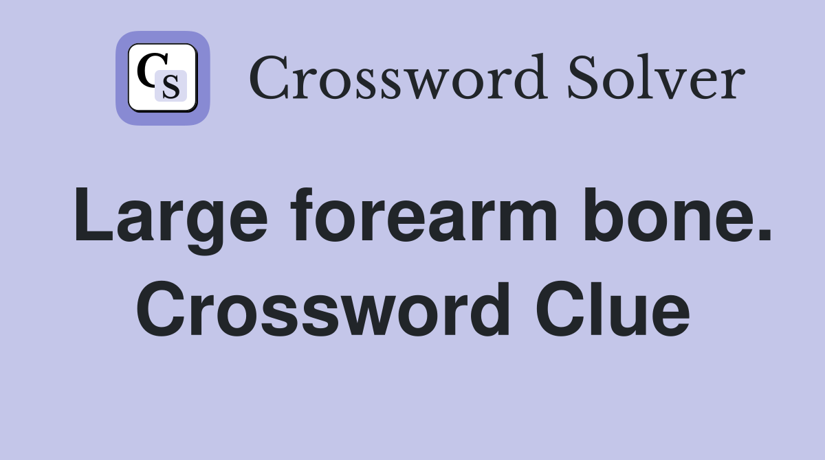 Large forearm bone. Crossword Clue