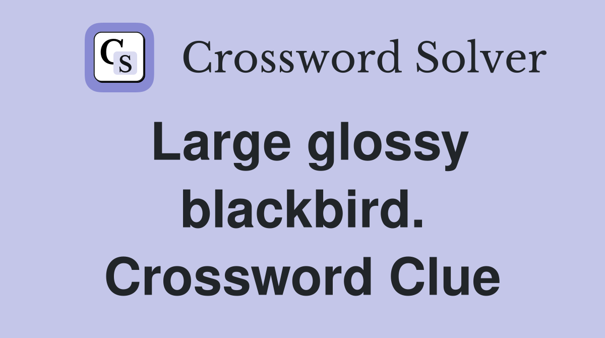 Large glossy blackbird. Crossword Clue