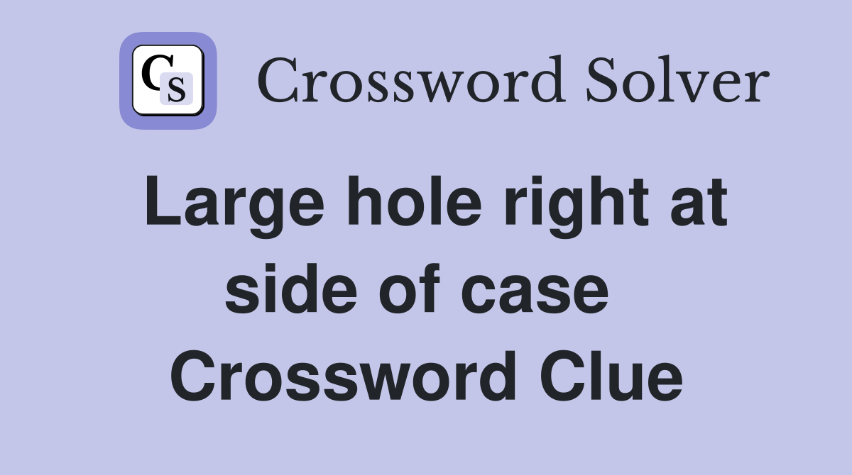 Large hole right at side of case  Crossword Clue