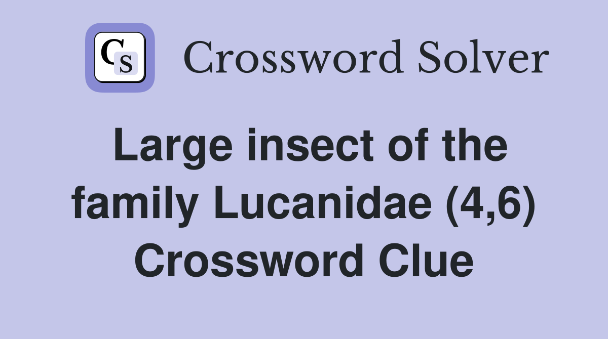 Large insect of the family Lucanidae (4,6) Crossword Clue