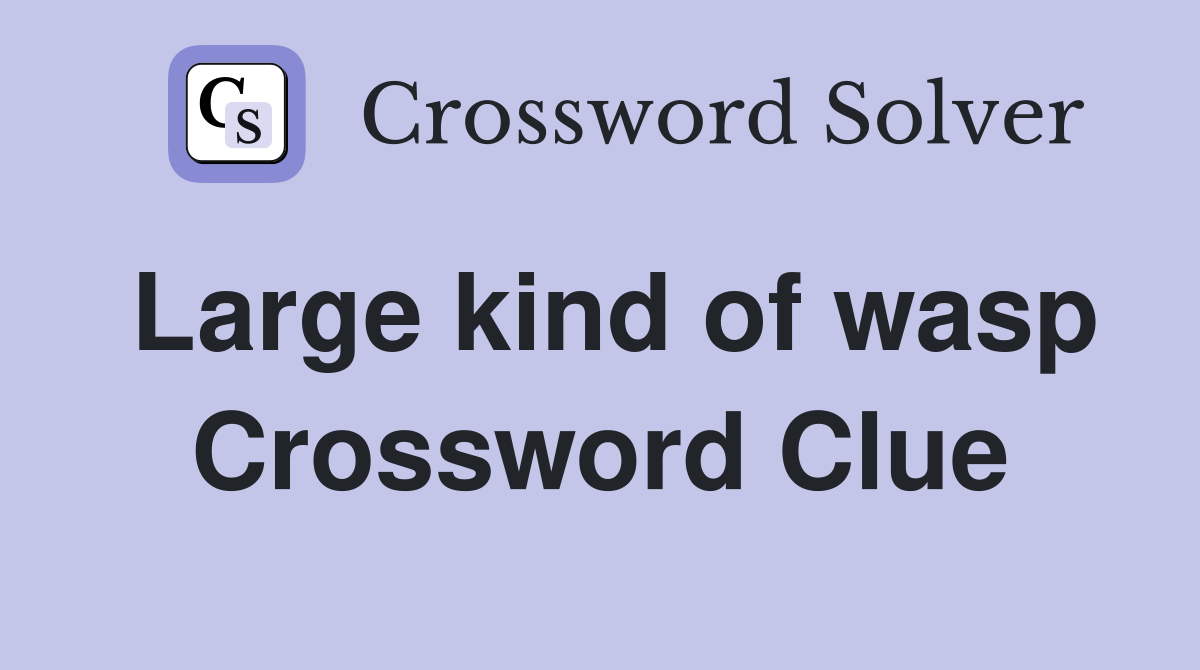 Large kind of wasp Crossword Clue