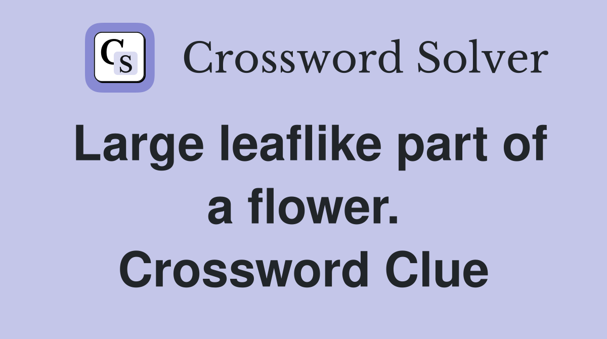Large leaflike part of a flower. Crossword Clue