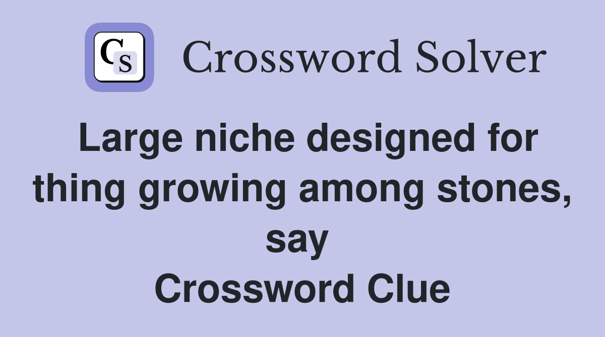 Large niche designed for thing growing among stones, say  Crossword Clue