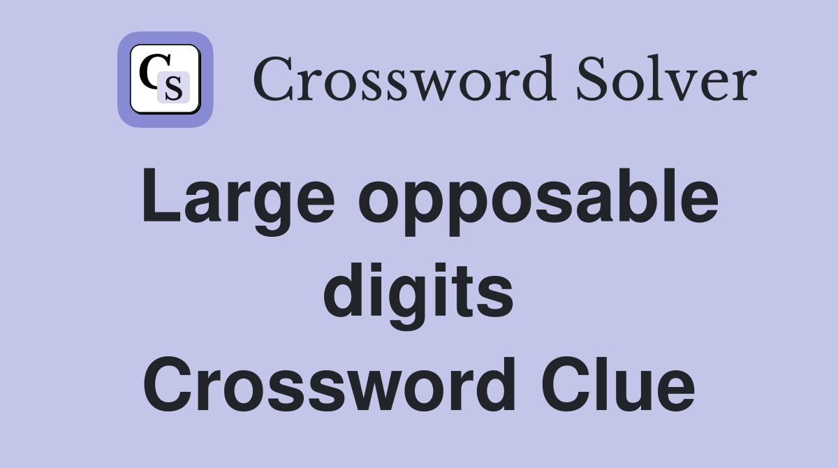 Large opposable digits Crossword Clue