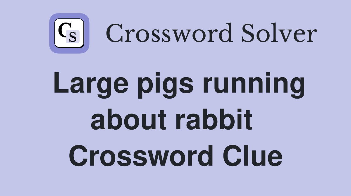 Large pigs running about rabbit  Crossword Clue