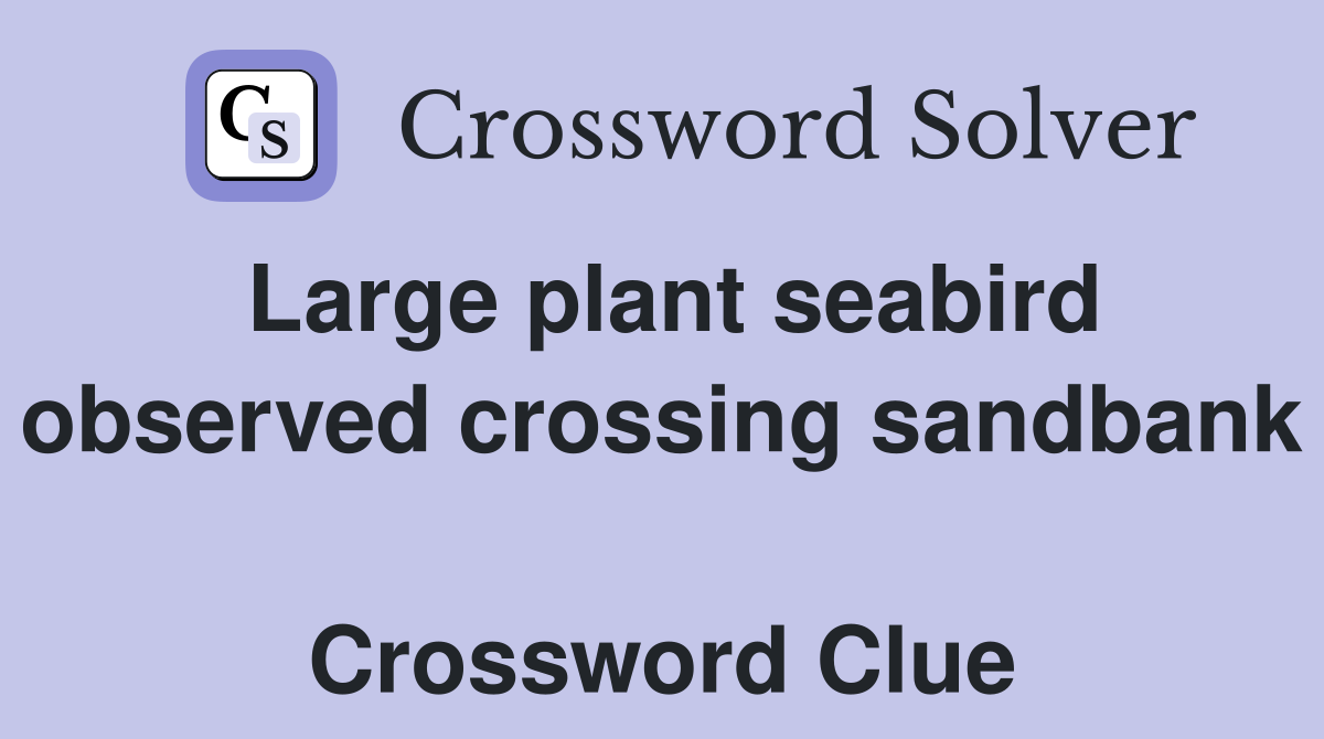 Large plant seabird observed crossing sandbank  Crossword Clue