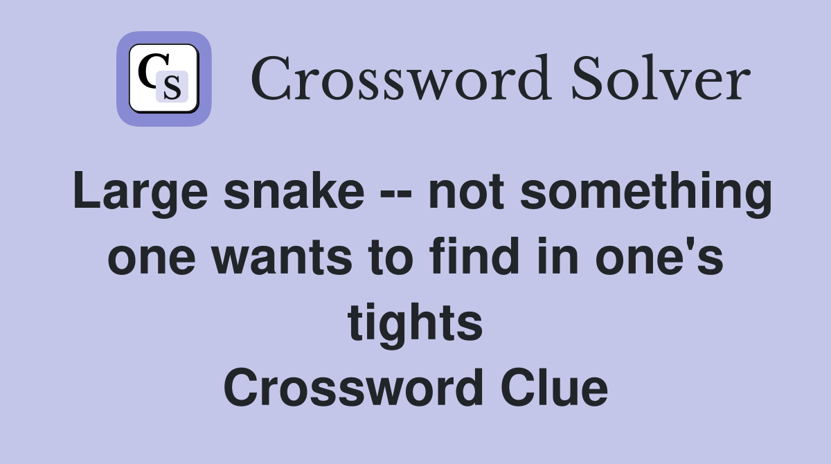 Large snake -- not something one wants to find in one's tights Crossword Clue