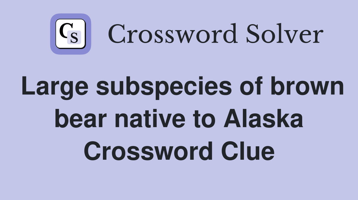 Large subspecies of brown bear native to Alaska Crossword Clue