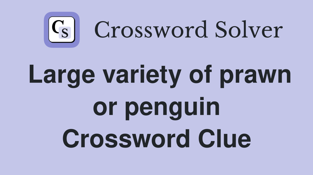Large variety of prawn or penguin Crossword Clue