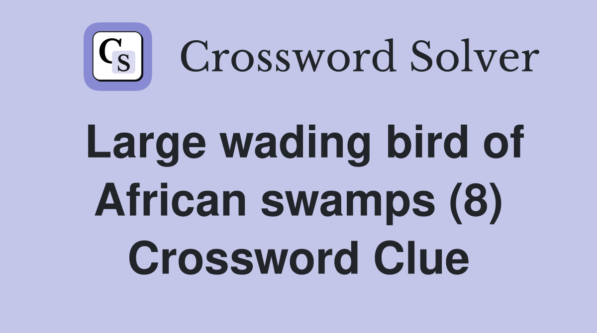 Large wading bird of African swamps (8) Crossword Clue