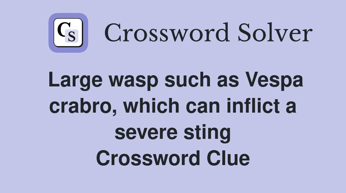 Large wasp such as Vespa crabro, which can inflict a severe sting Crossword Clue
