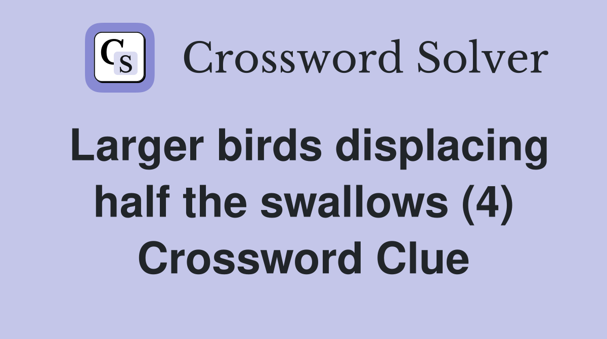 Larger birds displacing half the swallows (4) Crossword Clue