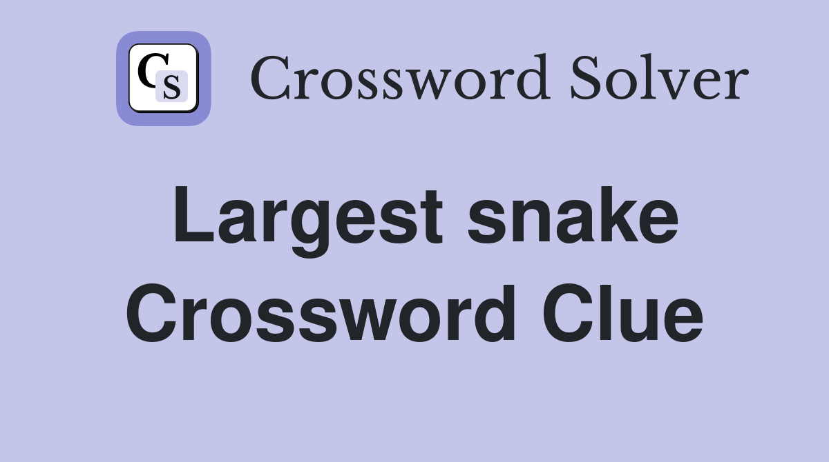Largest snake Crossword Clue