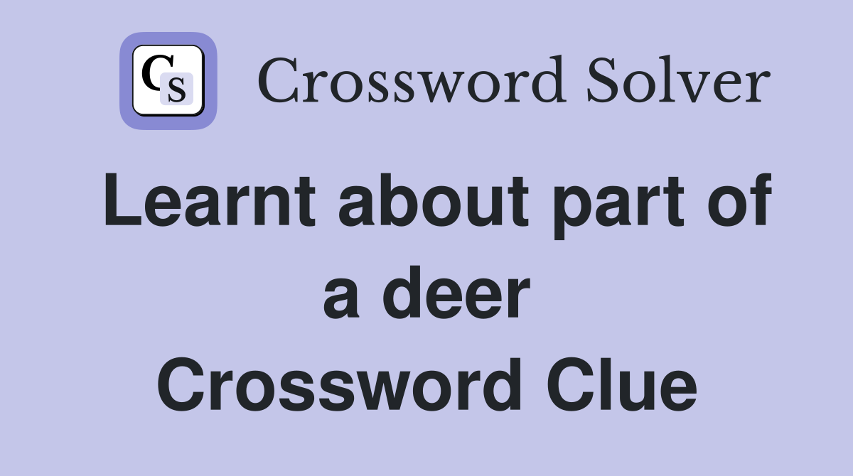 Learnt about part of a deer Crossword Clue