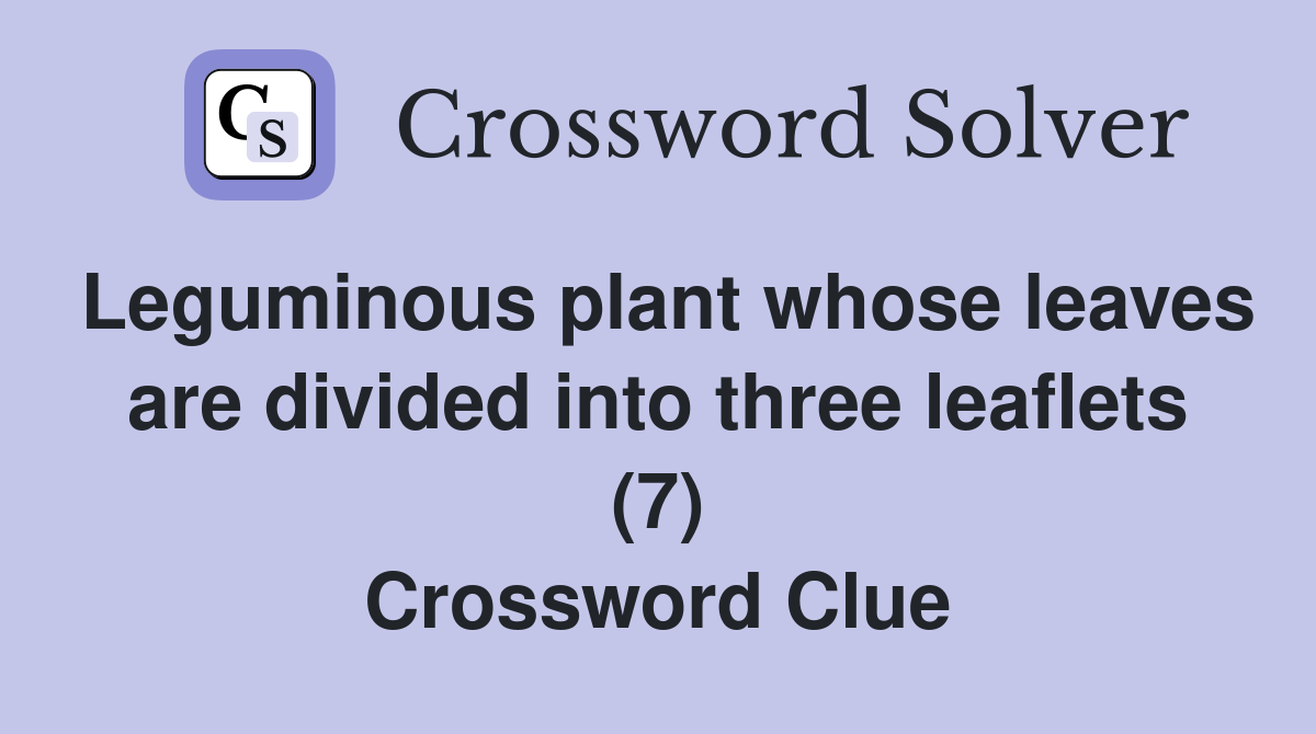 Leguminous plant whose leaves are divided into three leaflets (7) Crossword Clue
