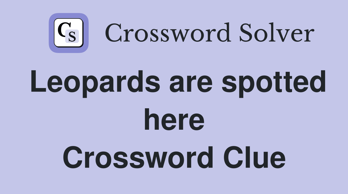 Leopards are spotted here Crossword Clue