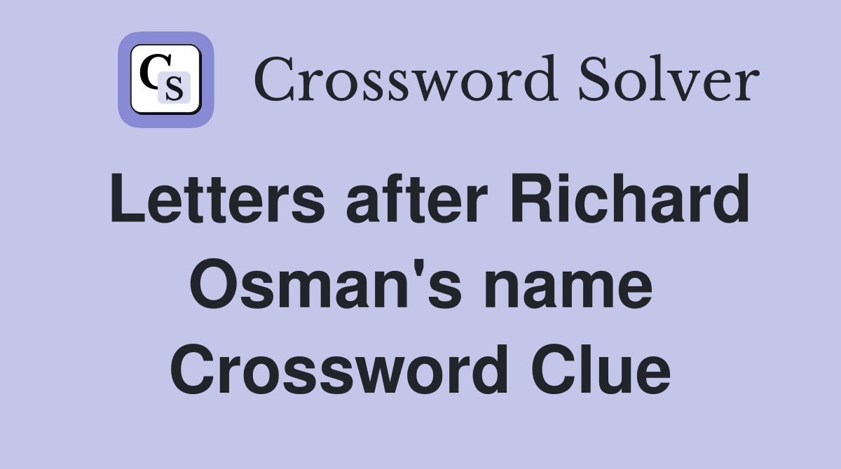 Letters after Richard Osman's name Crossword Clue