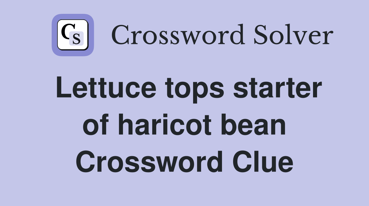 Lettuce tops starter of haricot bean Crossword Clue