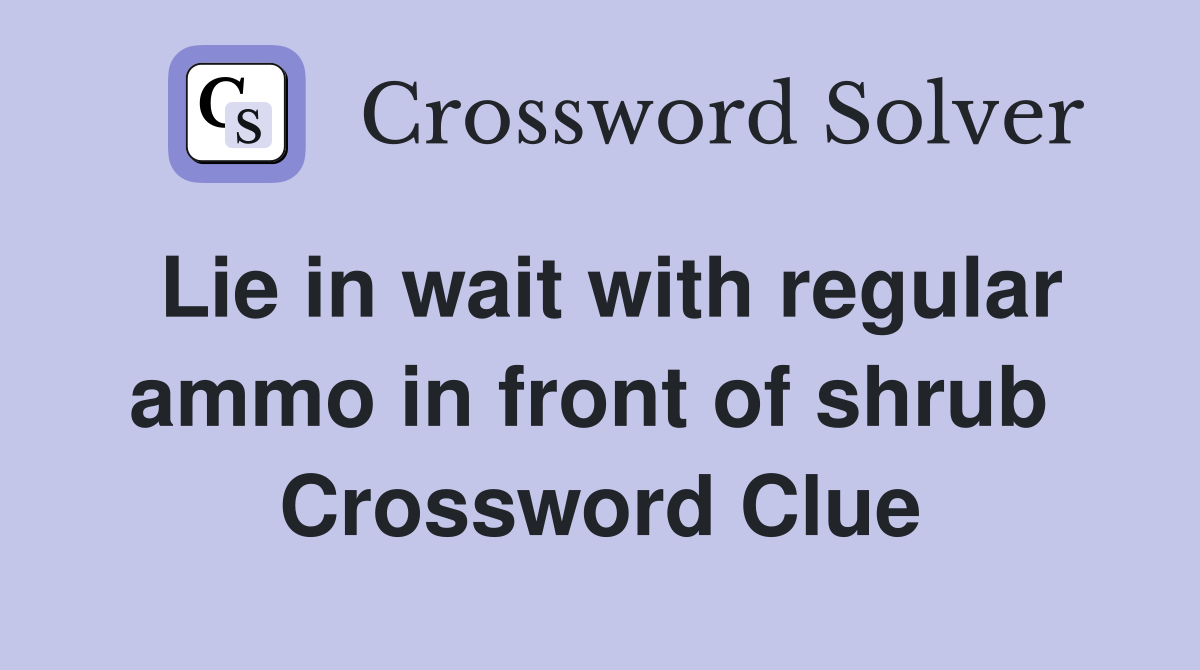 Lie in wait with regular ammo in front of shrub  Crossword Clue