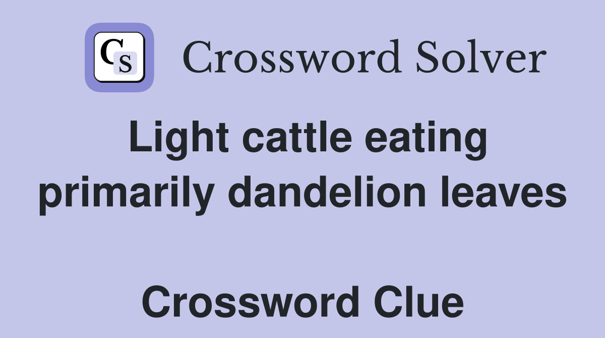 Light cattle eating primarily dandelion leaves  Crossword Clue
