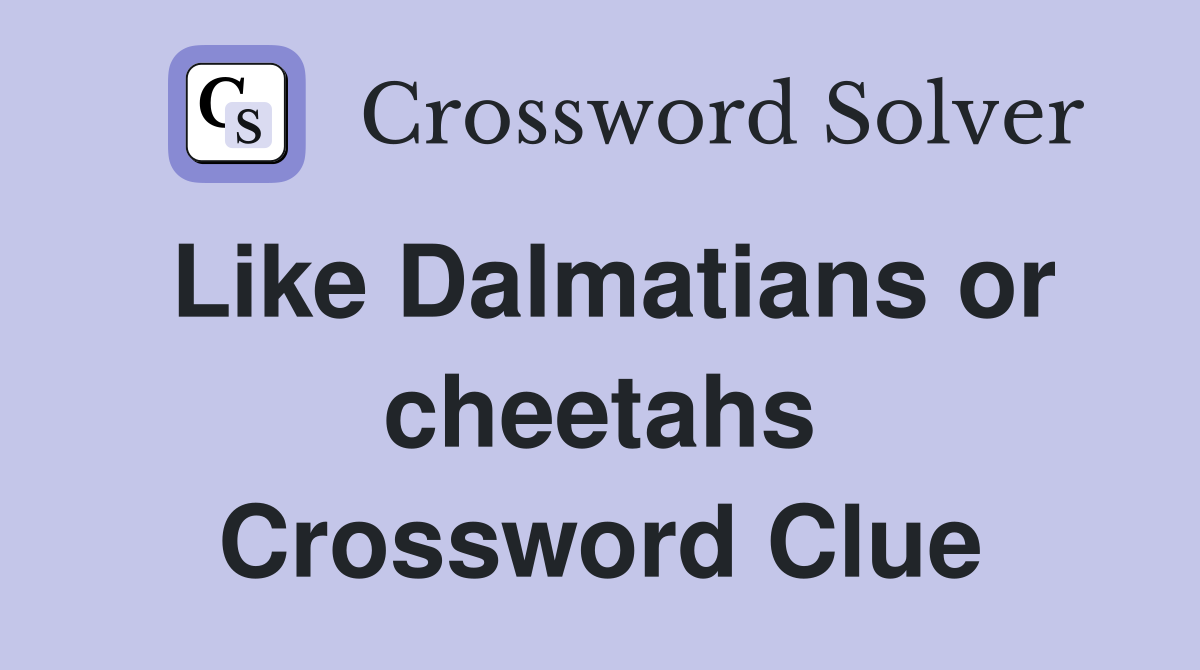 Like Dalmatians or cheetahs Crossword Clue