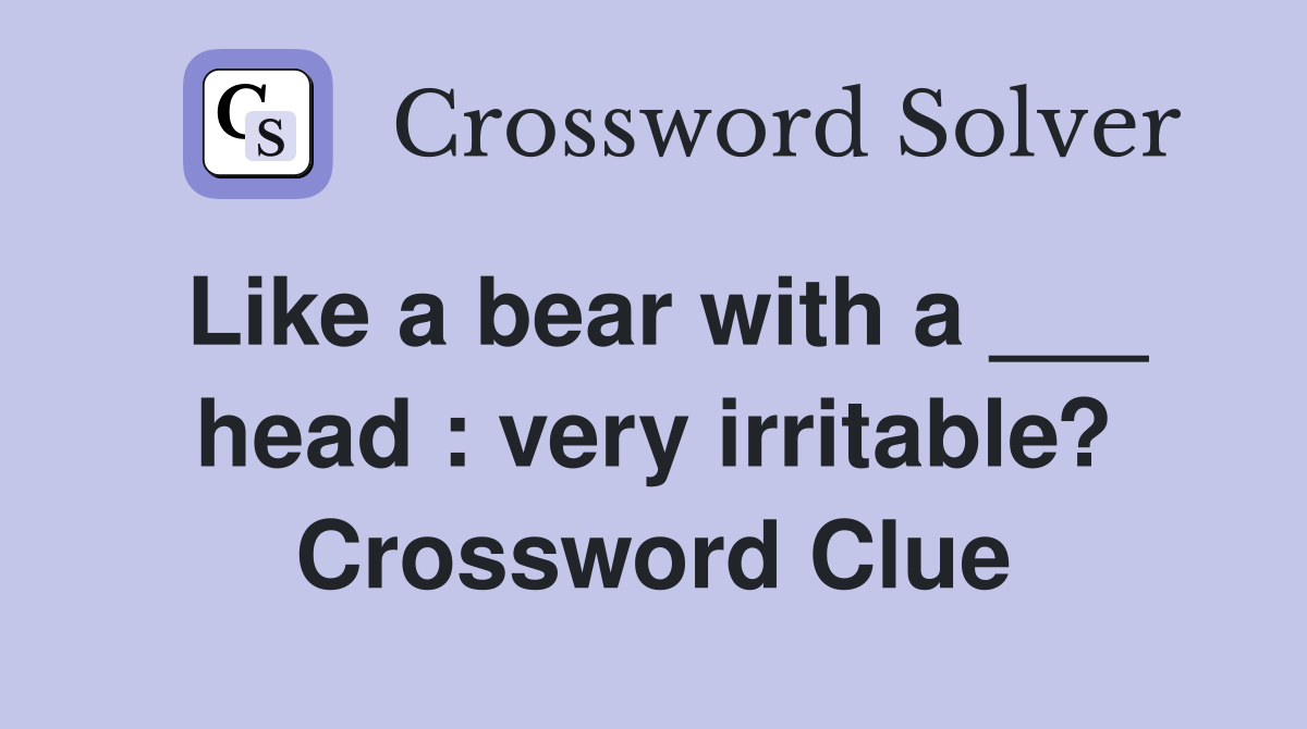 Like a bear with a ___ head : very irritable? Crossword Clue