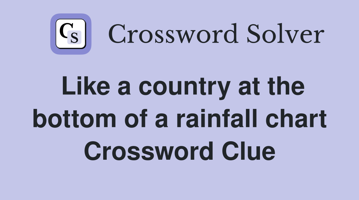 Like a country at the bottom of a rainfall chart Crossword Clue