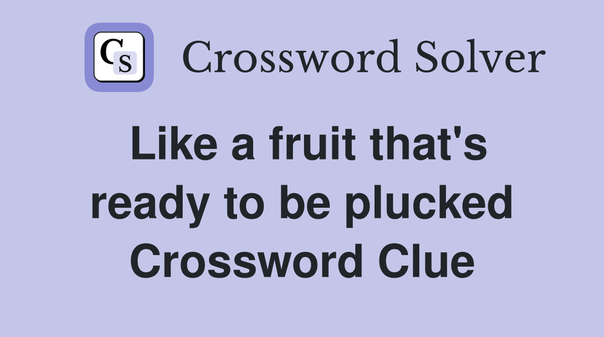 Like a fruit that's ready to be plucked Crossword Clue