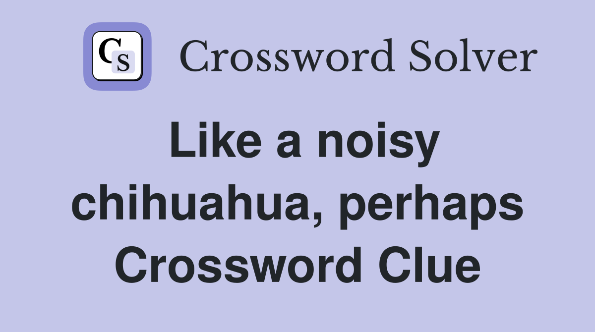 Like a noisy chihuahua, perhaps Crossword Clue
