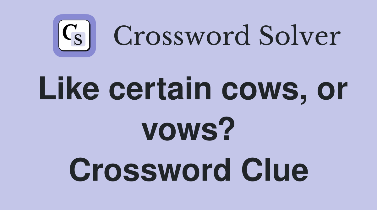 Like certain cows, or vows? Crossword Clue