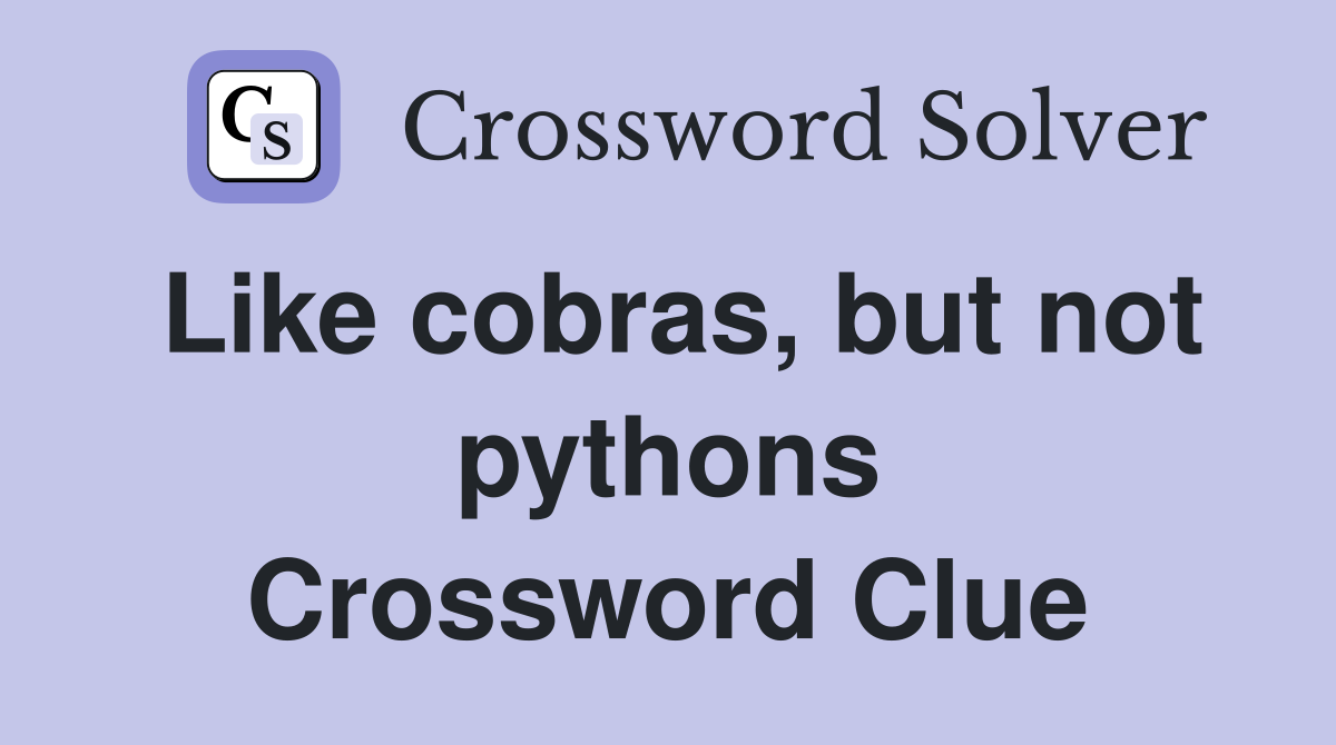 Like cobras, but not pythons Crossword Clue
