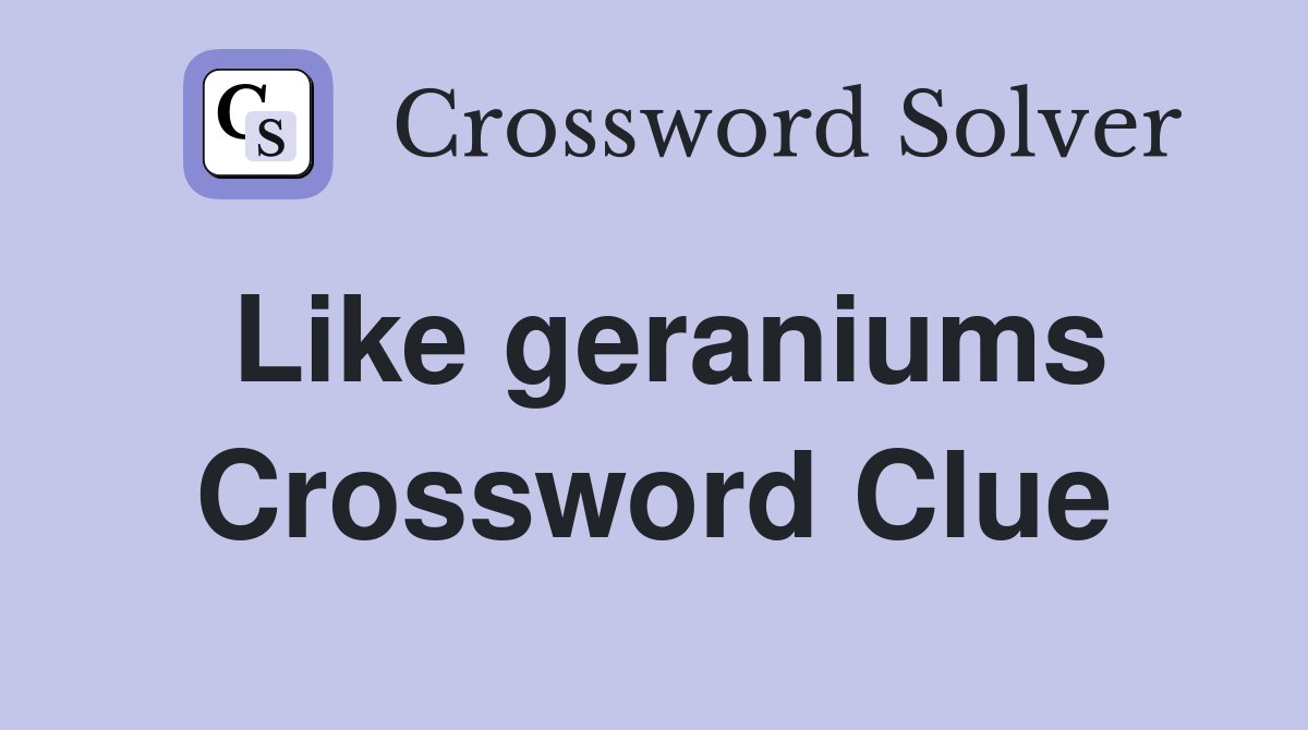 Like geraniums Crossword Clue