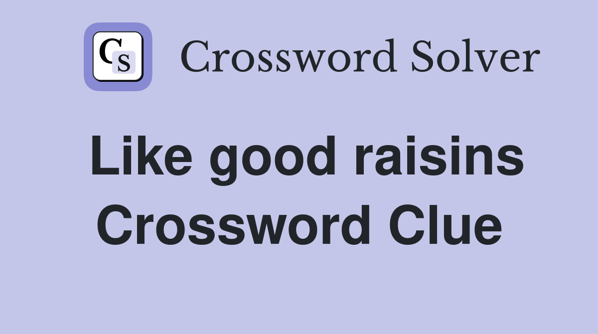 Like good raisins Crossword Clue