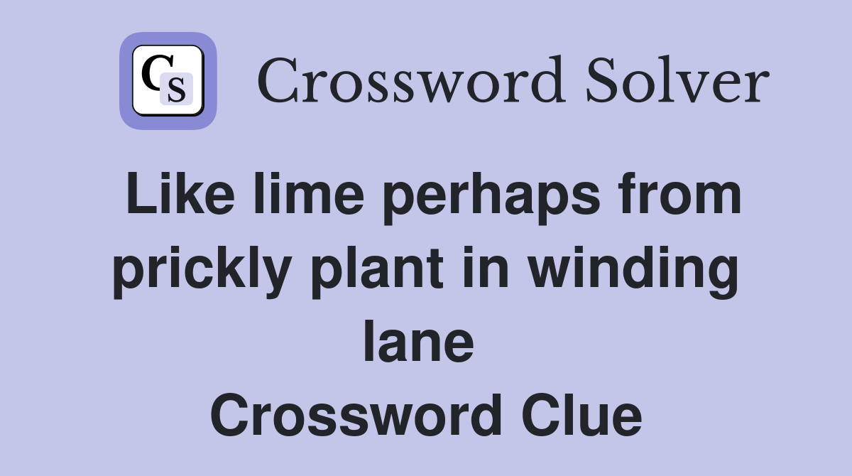 Like lime perhaps from prickly plant in winding lane  Crossword Clue
