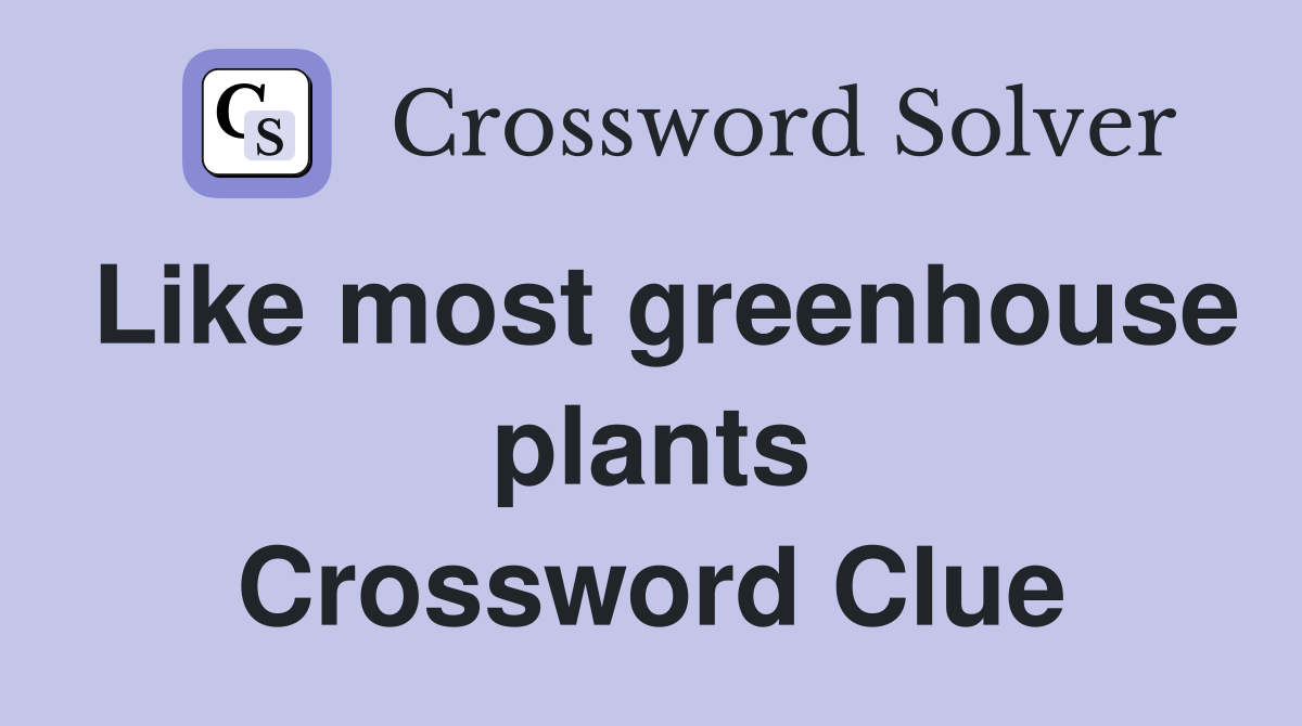 Like most greenhouse plants Crossword Clue